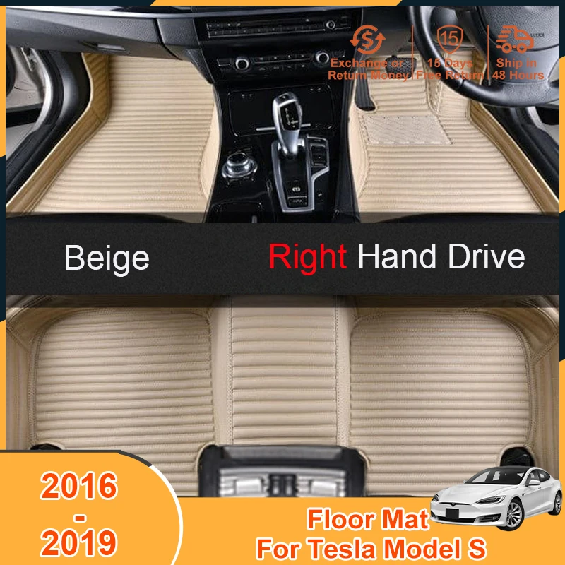 

Коврики для ног 2016-2019 Tesla Model S 2019 2018 2017 2016, аксессуары, кожаные Нескользящие Коврики для правой руки