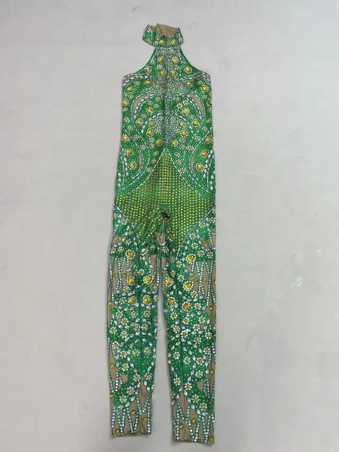 Festa comemorar mostrar moda roupa cantor dançarino desempenho palco traje sexy luxo projetado brilhante strass macacão