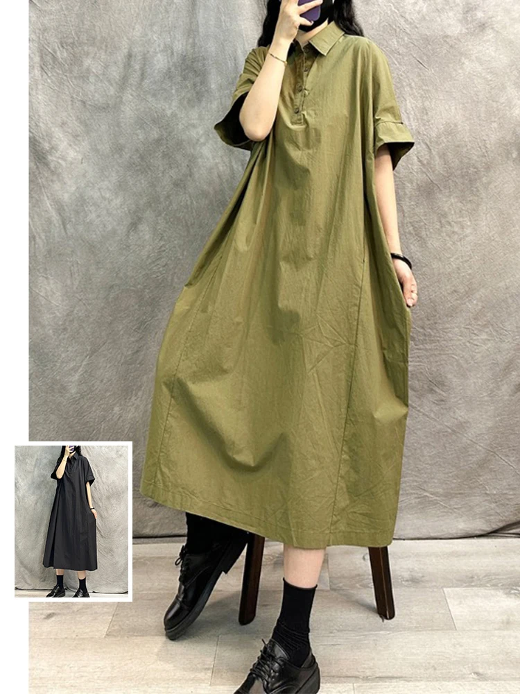 

Повседневная юбка трапециевидной формы средней длины с воротником-стойкой в стиле ретро, тонкая макси-платье пяти четвертей для женщин больших размеров