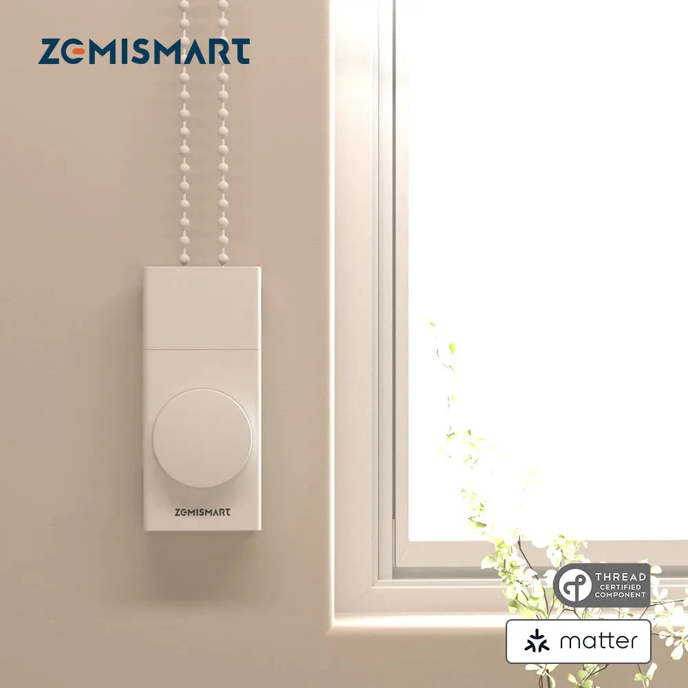 

Zemismart Matter Thread Smart Roller Shade Driver Built-in Battery Knob Control Work with Homekit Alexa Google Home Smartthings