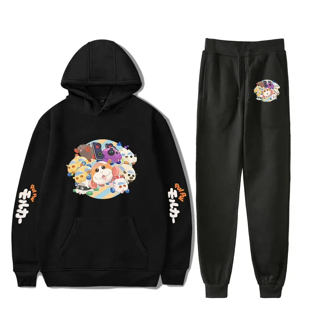 

Pui Pui Molcar Camisola Unisex Conjunto de Duas Peças Hoodie + Calça Jogger Harajuku Streetwear 2024 Desenhos Animados Japoneses