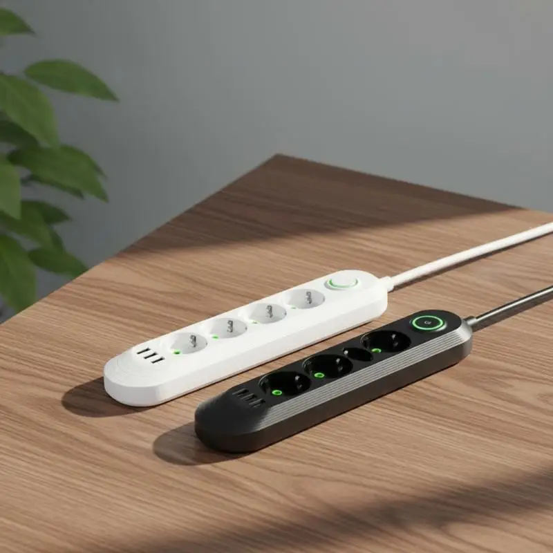 EU Plug Smart Power Strip Extension Cord Network Filter with 5 USB Ports for Multi Device Simultaneous Charging
