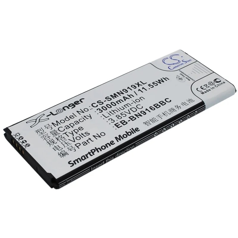 OrangeYu  3000mAh Battery EB-BN916BBC for Samsung SM-N9100, SM-N9106,N9106W,N9108,N9108V,N9109W, SM-N910F, SM-N910G, SM-N910P