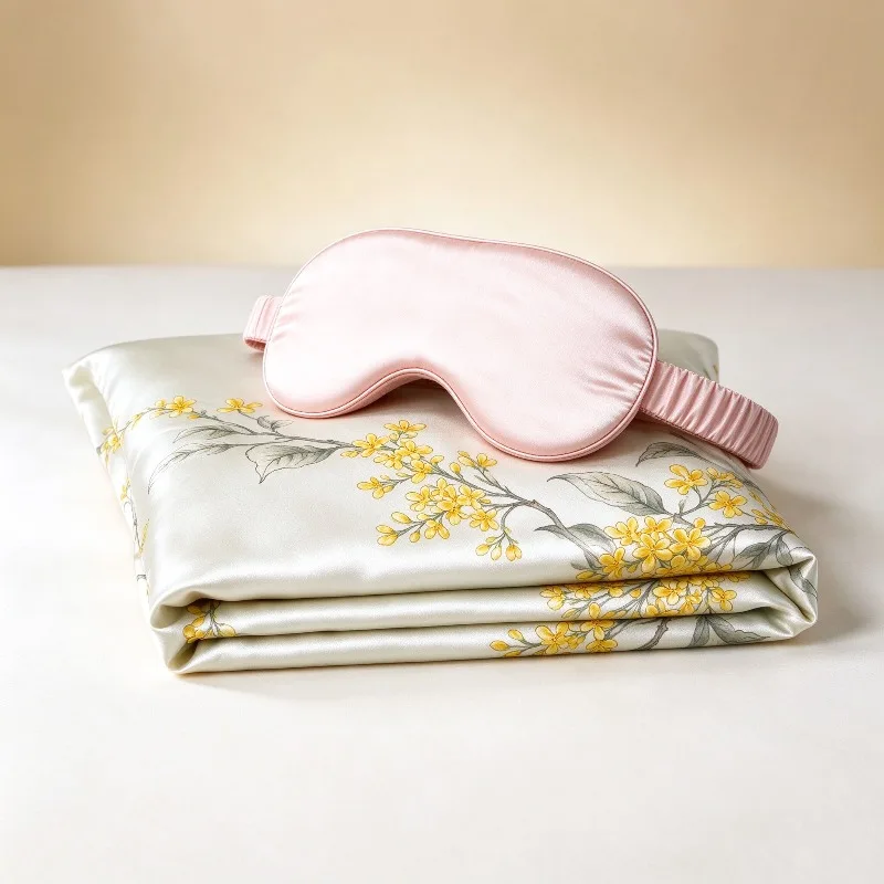 Floral Silk Pillowcase Eye Mask Set 40 Momme Mulberry Silk Pillowcase 22 Momme Sleep Mask Elegant Soft Pillow Case Gift Women