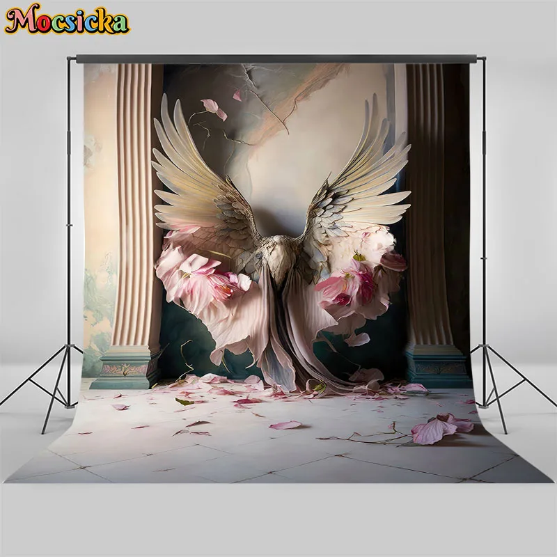 Mocsicka Photography Background Angel Colorful Wings Kid Birthday Party Adult Artistic Portrait Decoration Photo Backdrop Studio