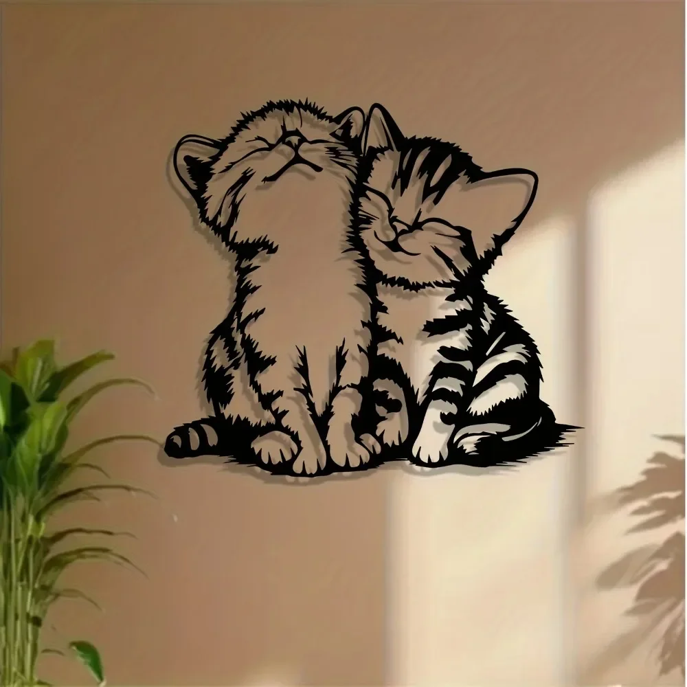 CIFBUY Iron Wall Art Cat Metal Sculpture Rustproof Hanging Plaque Home Garden Room Patio Decor Ornament Sign