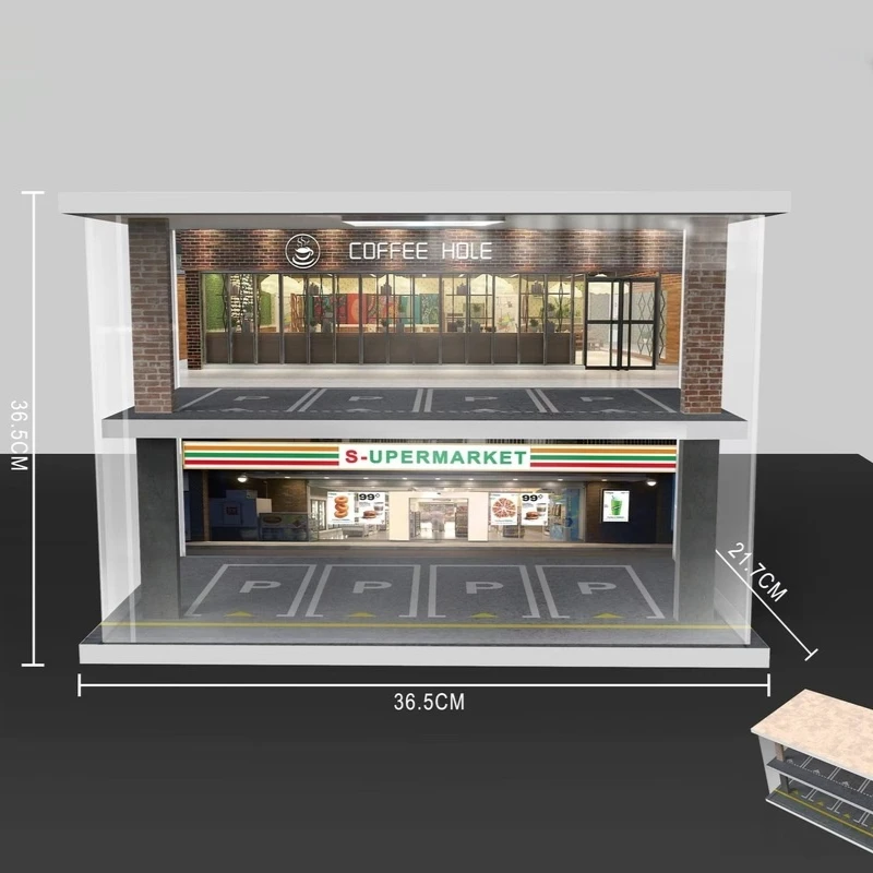 Nouveau modèle de scène de voiture de Parking 1:32, Simulation de café, scène de rue, scène Miniature en alliage, modèle de voiture, décoration de la maison