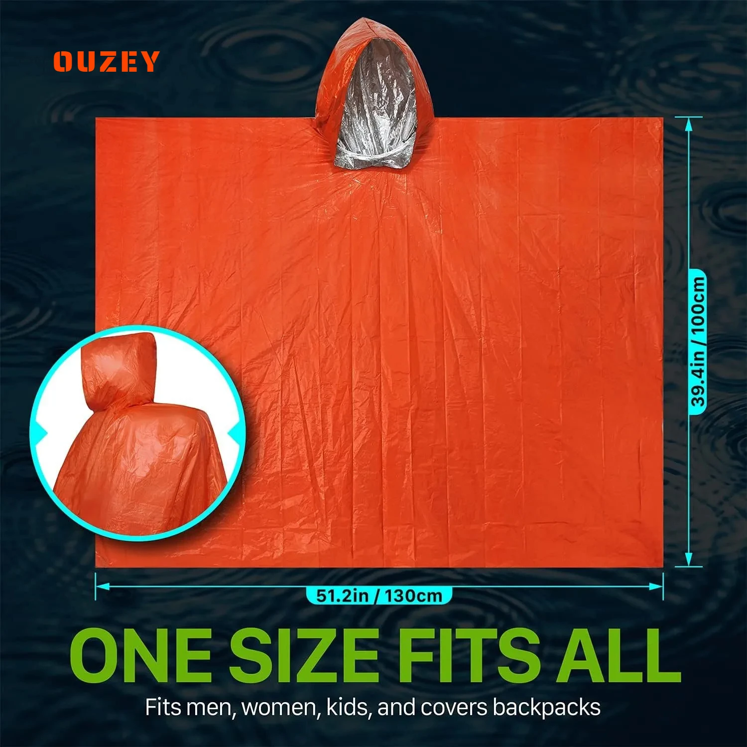 

3 In 1 Outdoor Military Raincoat Hooded Sleeve Waterproof Rain Poncho Motorcycle Rain Cover Camping Hiking Travel Rainwear Tent