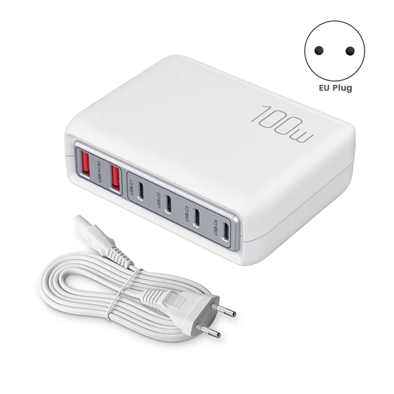 

High Quality-For 20W Fast Charge Cell Phone Charger Portable 100W Multi-Port Charger + US Plug White