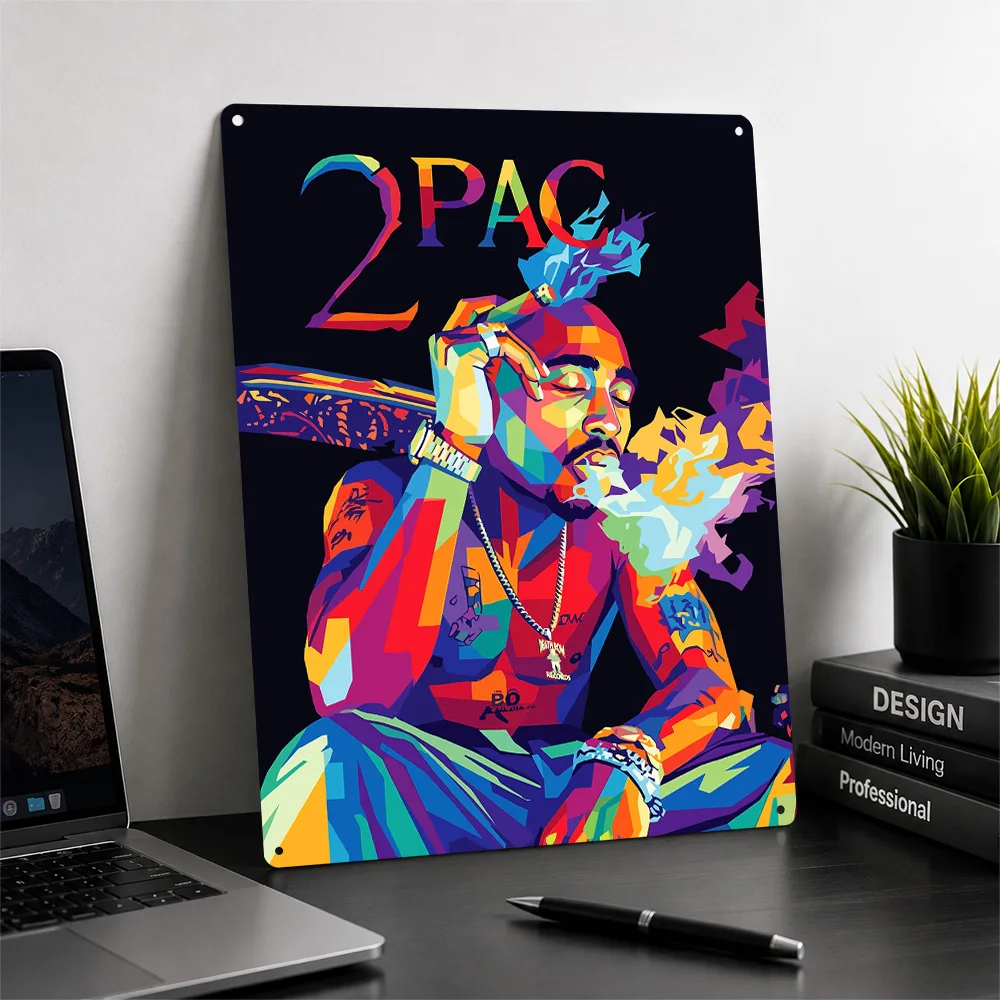 Tupac Shakur Pop Art Portrait 3D Printed Texture Poster Personalized Wall Art Retro Metal Tin Signs for Home Decor Accessories