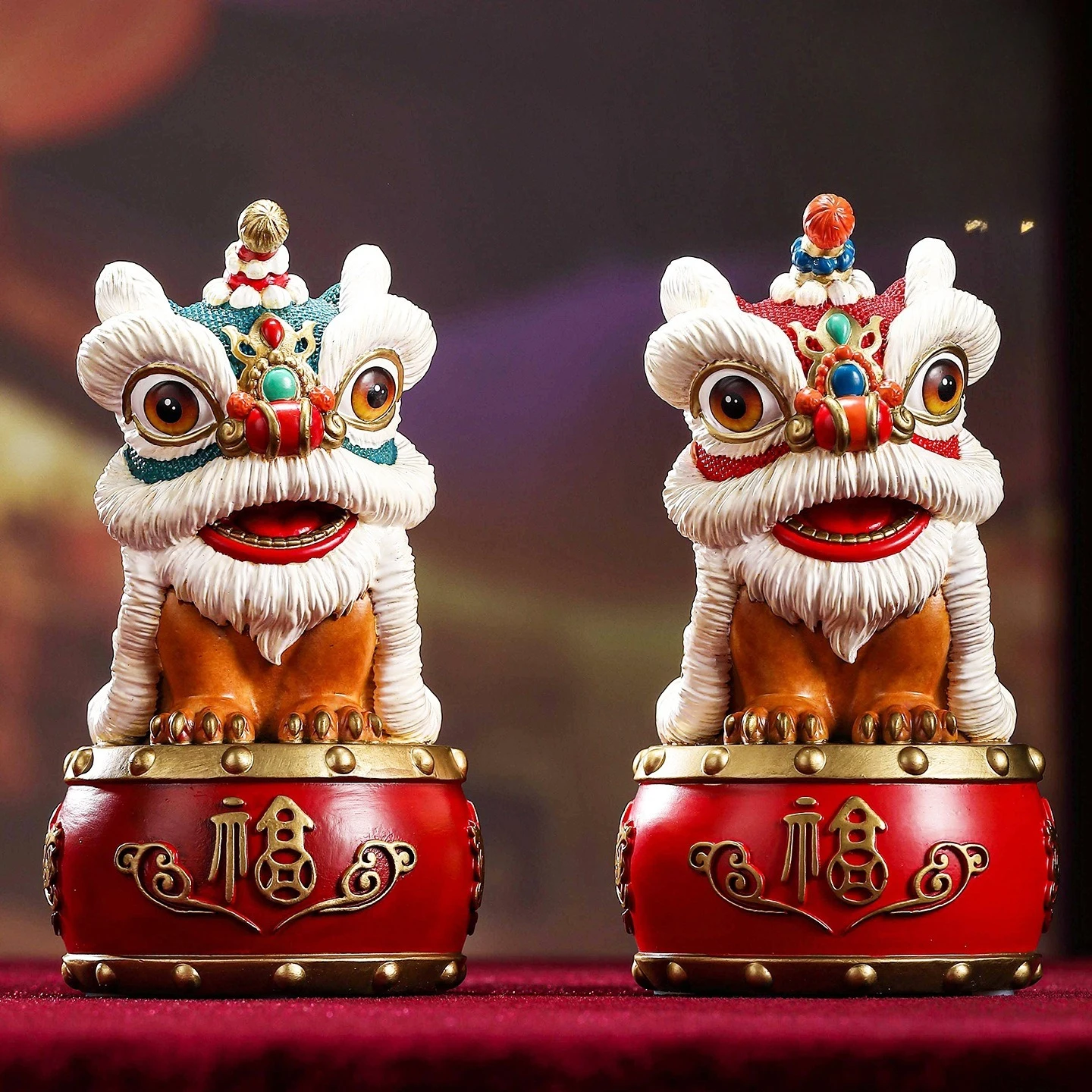 Lion dance auspicious ornament, new Chinese home wine cabinet entrance decoration