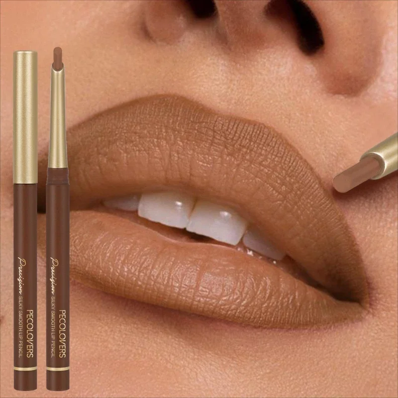 ベルベットマットリップライナーペンシル、ウォータープルーフ、極細、長持ち、滑らか、全肌色対応、ブラウンミックスカラー
