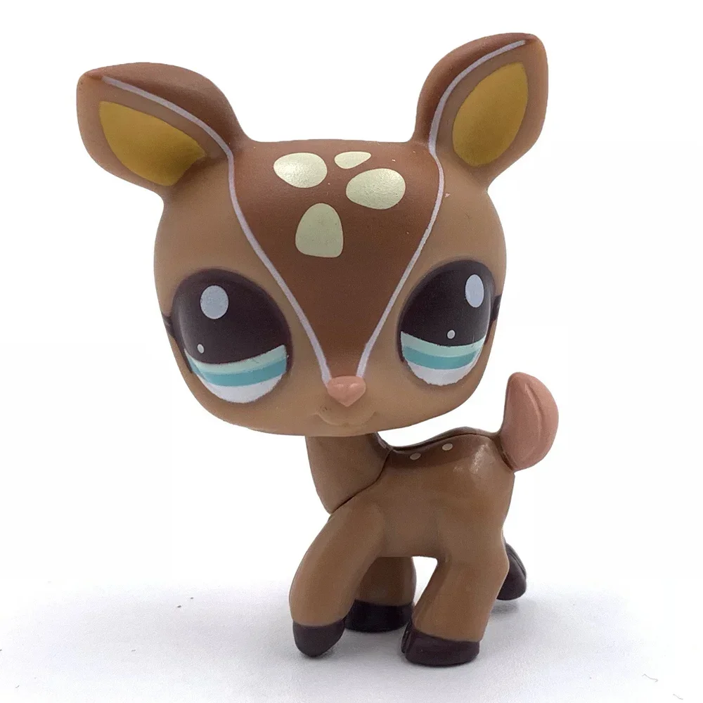 Raro y original tienda de mascotas lps juguete Bobble head juguete ciervo # 634 Fawn Mommy Ojos de copo de nieve verdes con manchas blancas para niña colección