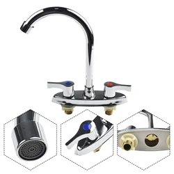 Brass Double Hole Kitchen Faucet Double Handles Rotary Hot And Cold Basin Sink Mixer Tap Kitchen Bathroom Accessories