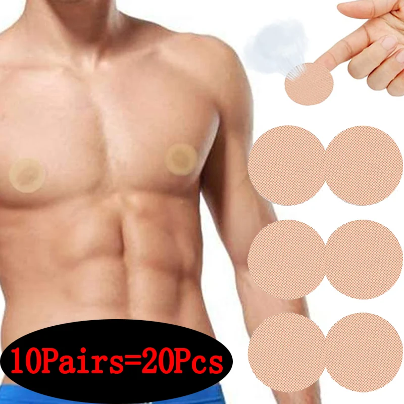 20Pcs Disposable Breathable Men's Breast Patch Adhesive Tit Pad Anti-bump Nipple Stickers Gel Nipple Cover Lingerie Stickers