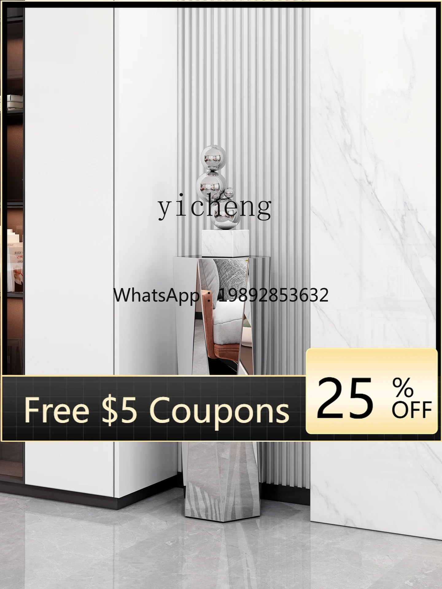 L2-4  Stainless Steel TV Cabinet Side Flower Stand Sofa Side Table Decorations