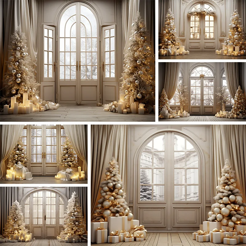 

Christmas Photography Background White Window Xmas Tree Decoration Kids Photocall Children Adult Portrait Photo Studio Backdrops