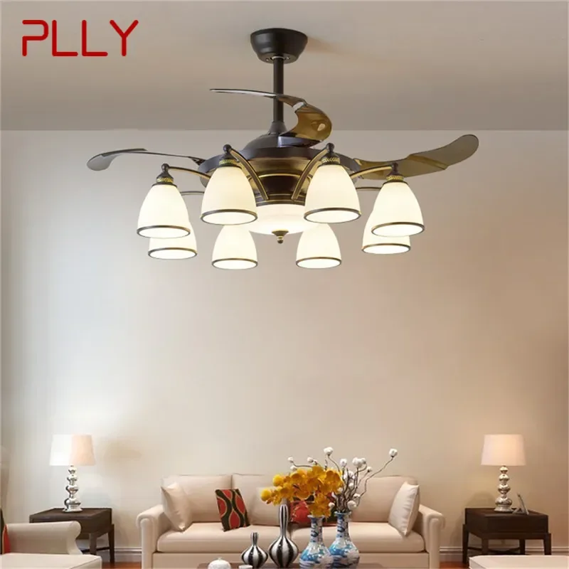 

PLLY Modern Stealth Fan Light Luxury Living Room Restaurant Bedroom Ceiling Fan Light Remote LED Electric Fan Light