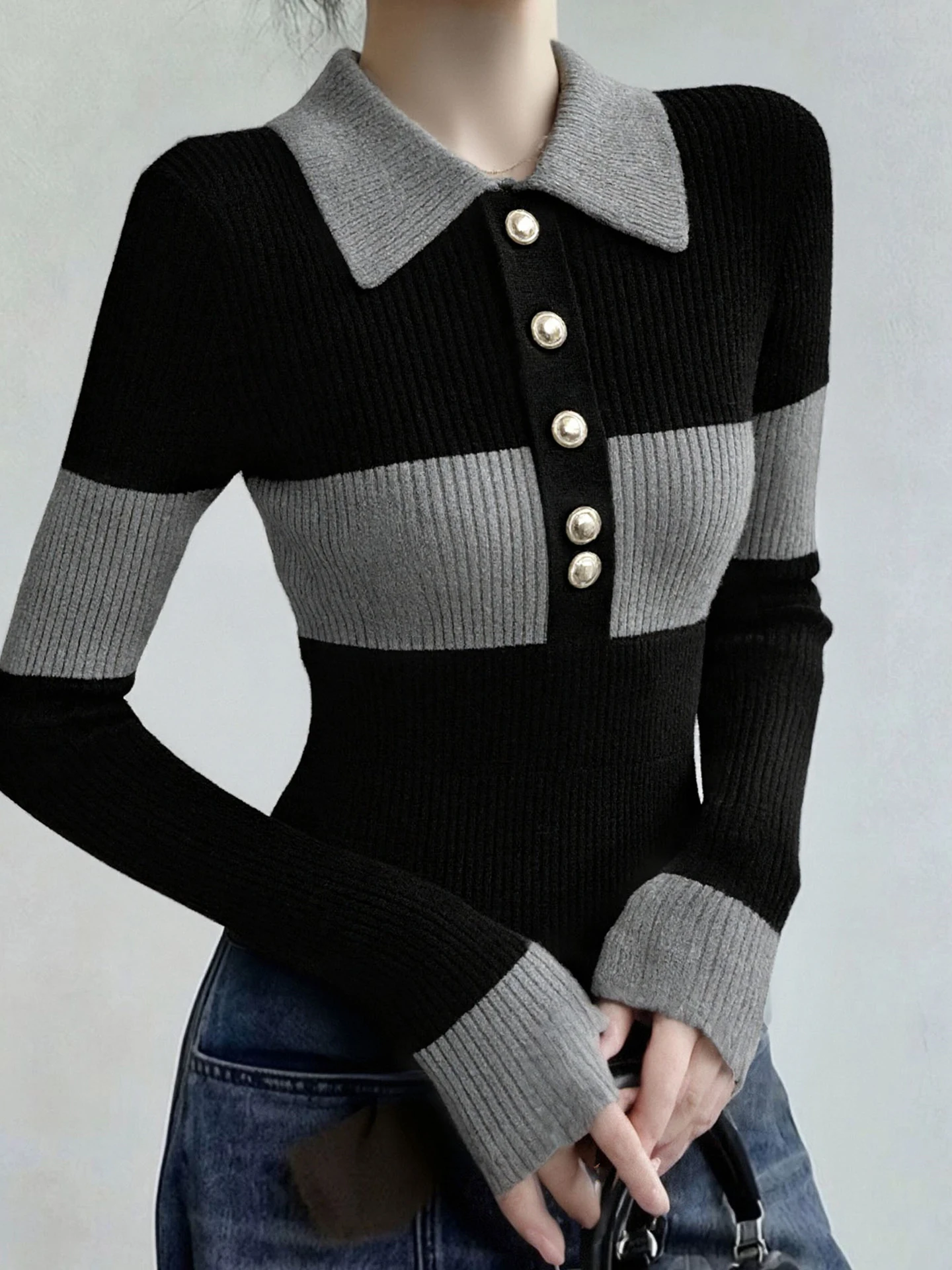 

Knitted Long Sve Crew Ne Slim Fit Base Layer Top Faionable Autumn Winter New Sle Color Blo Slimming Effect