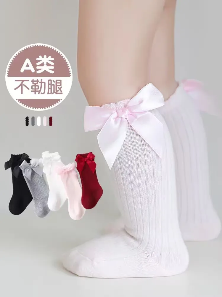 

Baby Girl Princess Socks Newborns Infant Stuff Spring Summer Kids Cute Bow Socks Solid Color Mid-length Socks Children Clothes