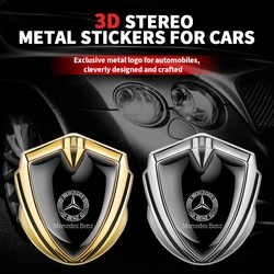 3D gold/silver Shield logo Car Trunk Badge Sticker car Accessories For Mercedes Benz AMG W205 W211 W204 W212 W222 W176 AMG GT 50