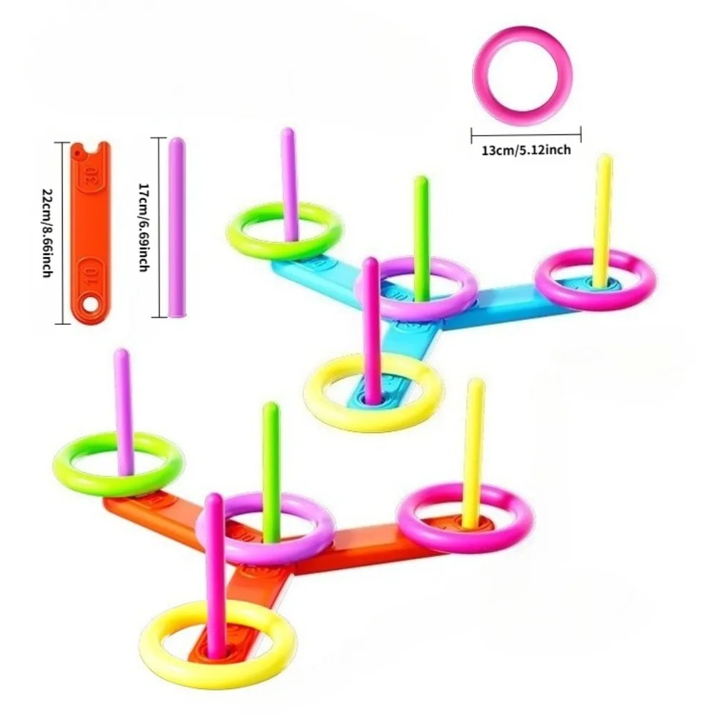 Ring Toss Game Set with Colorful Rings and Pegs Active Outdoor Indoor Sports Toy for Kids Children, Random Color and Style