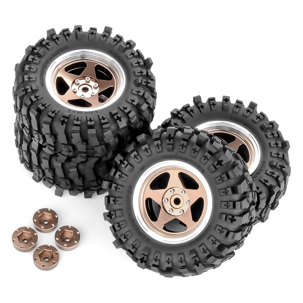 PYFORE 2.6‘’ Beadlock Climbing Tires Metal Wheel Rim Hub 133x55mm Adapter 17mm/12mm for 1/7 RC Car Crawler MK07 JK07 Accessories