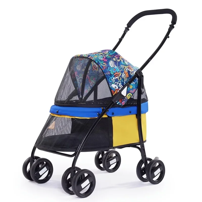 Pet Dog Walking out Pet Stroller Portable Foldable Dog Cat Pet Car Supplies Cat Walking Car   الحيوانات الأليفة .