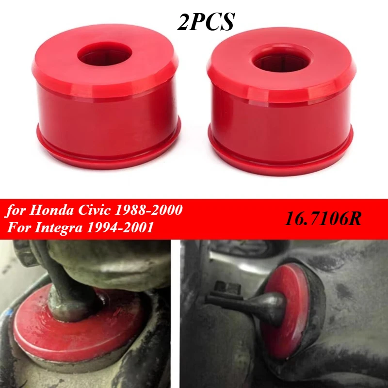 2pcs 16.7106R Suspension Rear Trailing Arm Bushings for Honda Civic 1988-2000 For Integra 1994-2001 Red Rubber