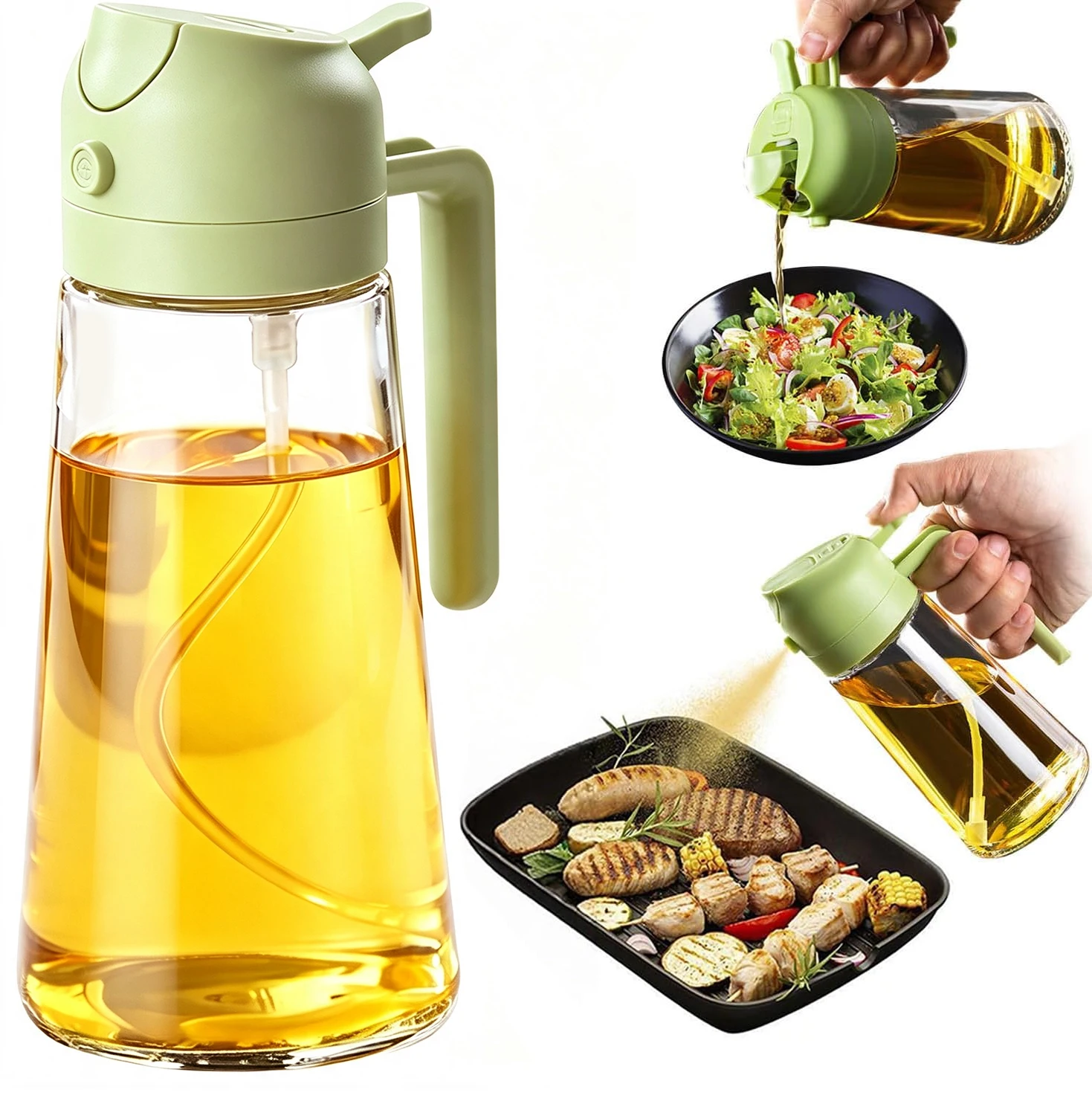 2 in 1 200/300/470ml/600ML Oil Spray for Kitchen Spray Oil Bottle Oil Washer Vinegar Soy Sauce Sprayer Containers  Washer
