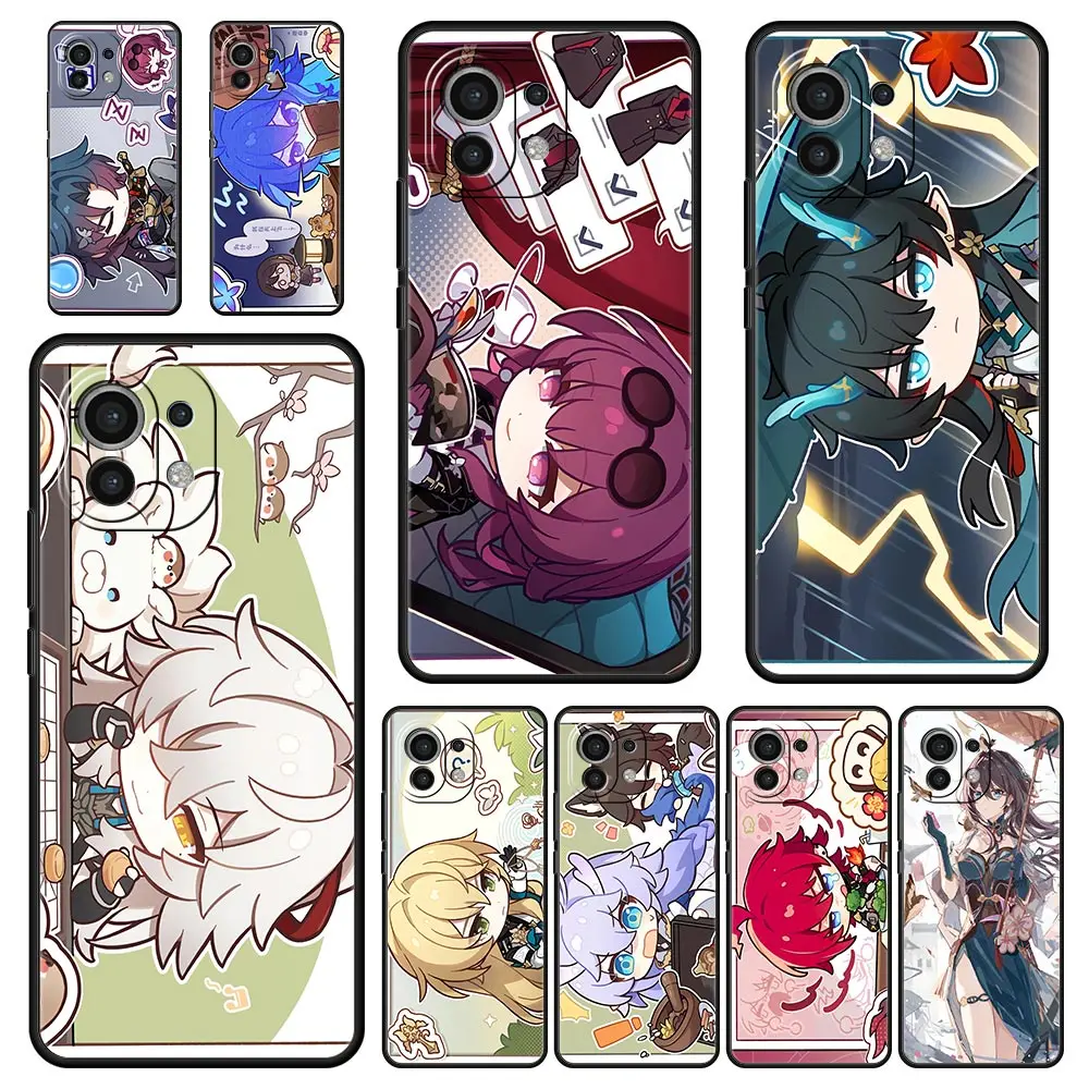 Phone Case For Xiaomi Mi 14 13 12 11 Lite 13T 12T 11x 11T 10T Pro 9T Note 10 Lite Soft Black Cover Game Honkai Star Rail Anime