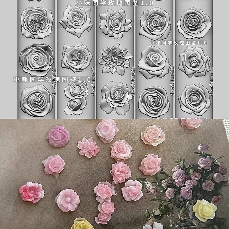 1Pcs 3D Silicone Nail Mold Bow Rose Flower Design Transparent DIY Manicure Decoration Tool view 5