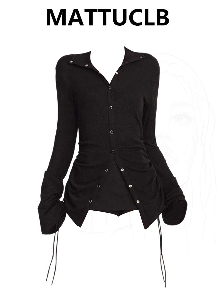 

Осень-зима 2022, женский темный академический топ, корейская эстетичная футболка с длинными рукавами 2000-х годов, футболки в стиле Харадзюку, дизайн Y2k, кокетка Gyaru