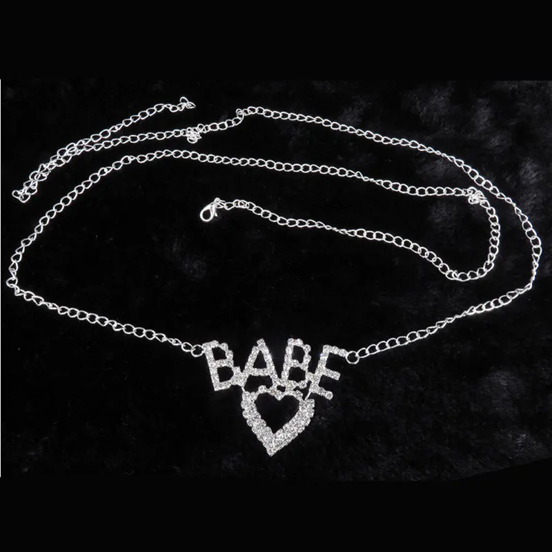 Sweet Fashon Crystal Letter Babe Waist Chain for Women Shiny Cute Club Belly Chain Jewelry Accessories