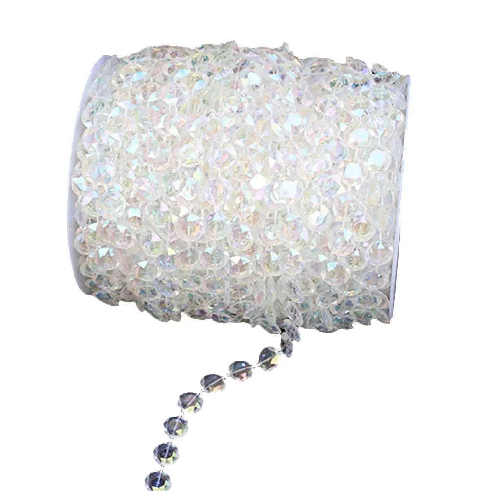 2 Rolls 14Mm Octagonal Acrylic Beads Crystal Clear Beads String Garland Wedding Party Hanging Curtain Hanging Curtain