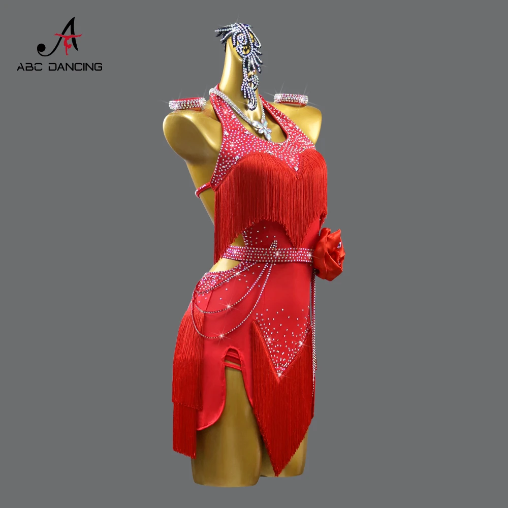 Girls Dress Latin Dance Fringed Clothes 2026 Stage Costume Womens Party Line Suit Dancewear Practice Evening Parties Prom Outfit