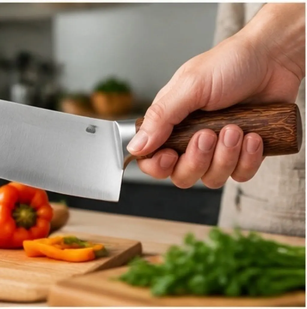 2Pcs Kitchen Cutter Handle Replacement Stable Wood Stainless Steel Non-Slip Grip Comfortable Knife Grip Cutter Accessory