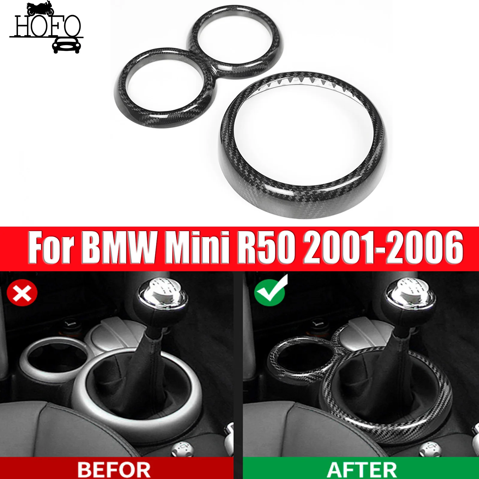 

For Mini R50 2001-2006 Console Gear Shifter Ring Bezel Shift Box Panel Trim Cover Interior Dust Ring F