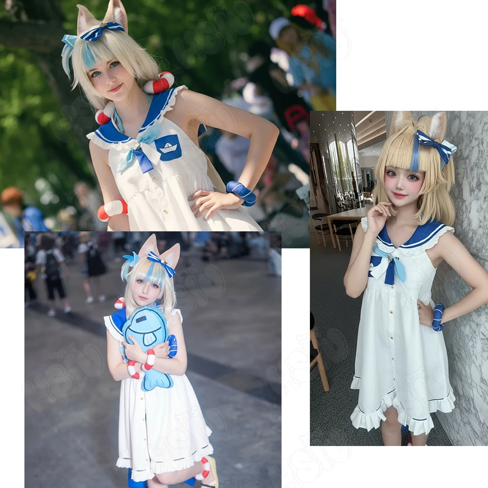 Sameko Saba Cosplay Costume Wig HSIU Blond Long Hai Sailor Suit