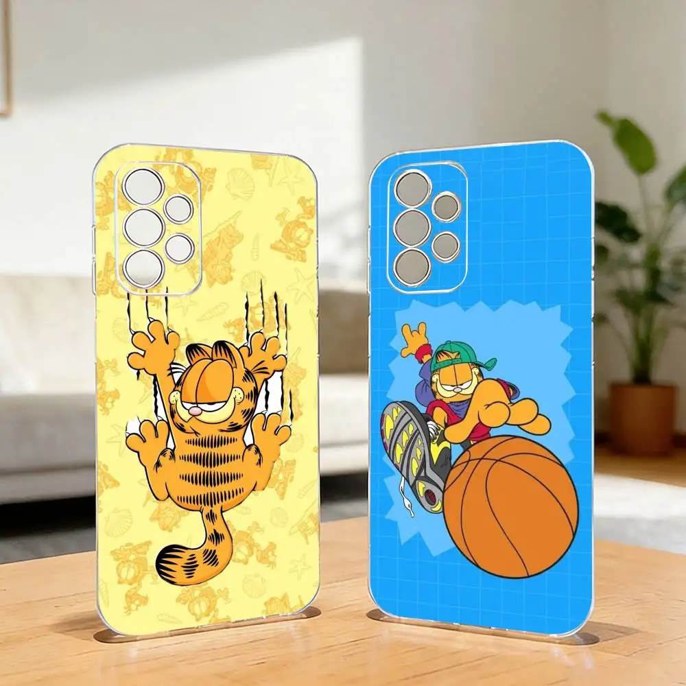 Cartoon G-Garfield Lazy Cat Phone Case For Samsung S25,S24,S21,S22,S23,S30,Ultra,S20,Plus,Fe,Silicone Transparent Cover