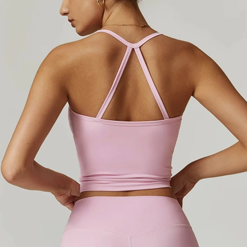 Women's Slim Fit Yoga Fitness Vest Skin Friendly Nude Sports Bra Pilates Top Beautiful Back Design Suspension Yoga Sports Bra