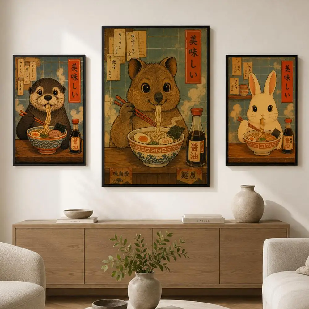 Me AI Cute Animal Pull Poster Waterproof PP paper Self-Adhesive High-Definition Decorative Art Suitable for Living Bedrooms
