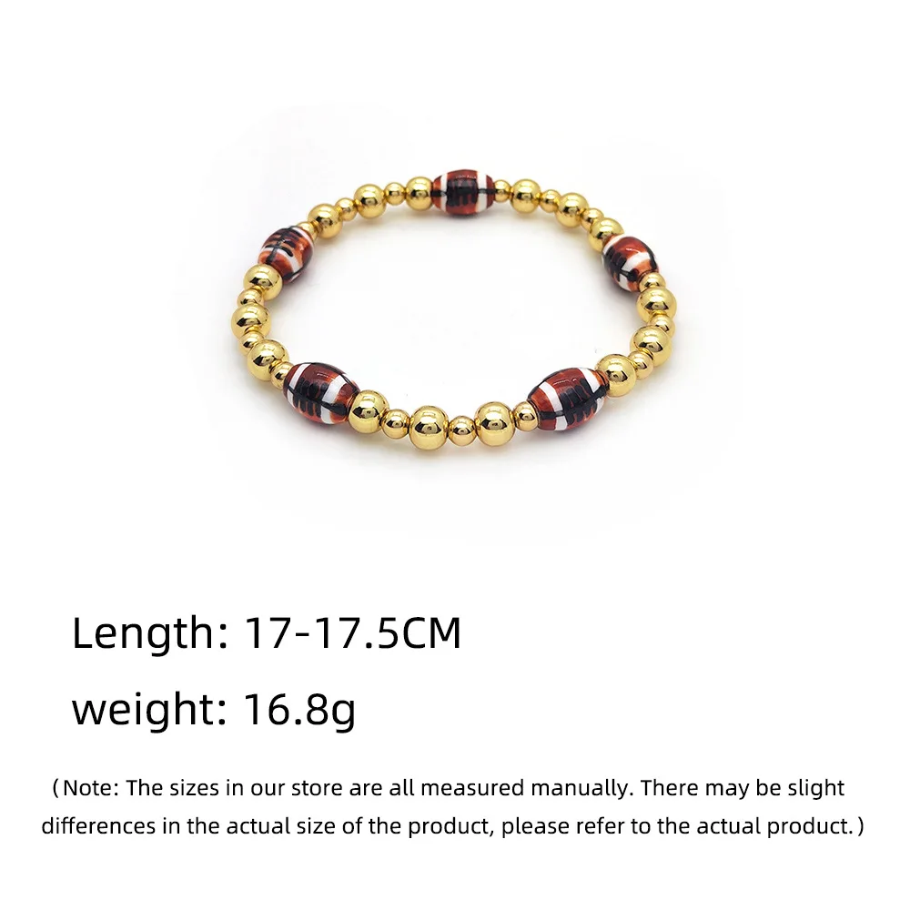 KKBEAD Rugby Baseball Beads Bracelet for Women Fashion Jewelry 18K Waterproof Gold Plated Beads Stretch Bracelets