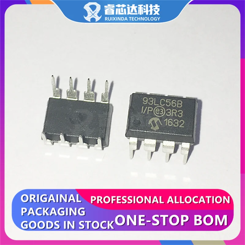 Memória IC de 93LC56B-I/P DIP8EEPROM, 2Kbit Microwire, 2 MHz, 8-PDIP, 10 PCes