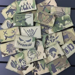 Multicam Morale Patches IR Infrared Reflective Tactical Patches on Backpack Clothing Outdoor Laser Cut Badges Hook&Loop