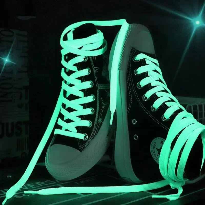 1 Pair Shoe Laces Sneakers Thick Shoelaces Fluorescent Flat Wide Shoe Strings 6 Colors Luminous Schnürsenkel Party Gift