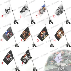 Motorcycle Pirate Skull Flag Sleeve Double Side Luggage Rack 9mm-35mm tube diameter Universal Flag Pole For Honda Yamaha Harley