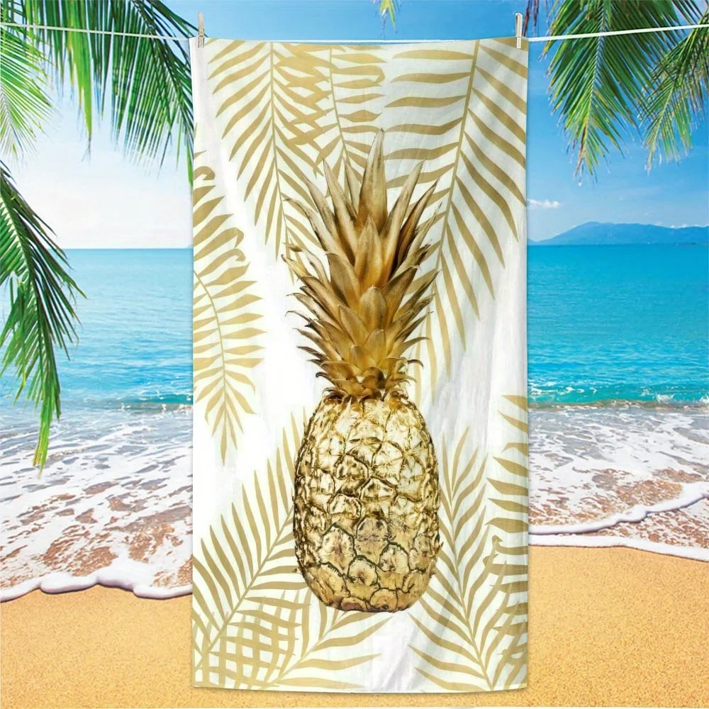 

1pc Microfiber Pineapple Beach Towel - Polyester Fabric, Machine Washable, Suitable for Pool and Beach Decoration