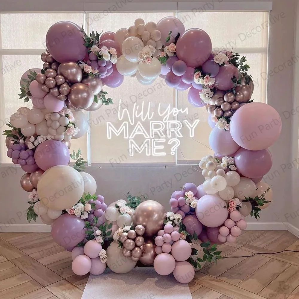 

119Pcs Dusty Purple Balloon Garland Arch Kit Sand White Metal Rose Gold Ballon for Birthday Baby Shower Wedding Party Decoration