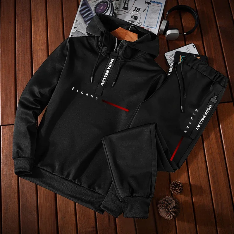 2026 Men's Tracksuit Print Casual Half Zip Hoodie Sweatshirts Outdoor Sports Jogging Clothing Autumn Winter Fashion Streetwear